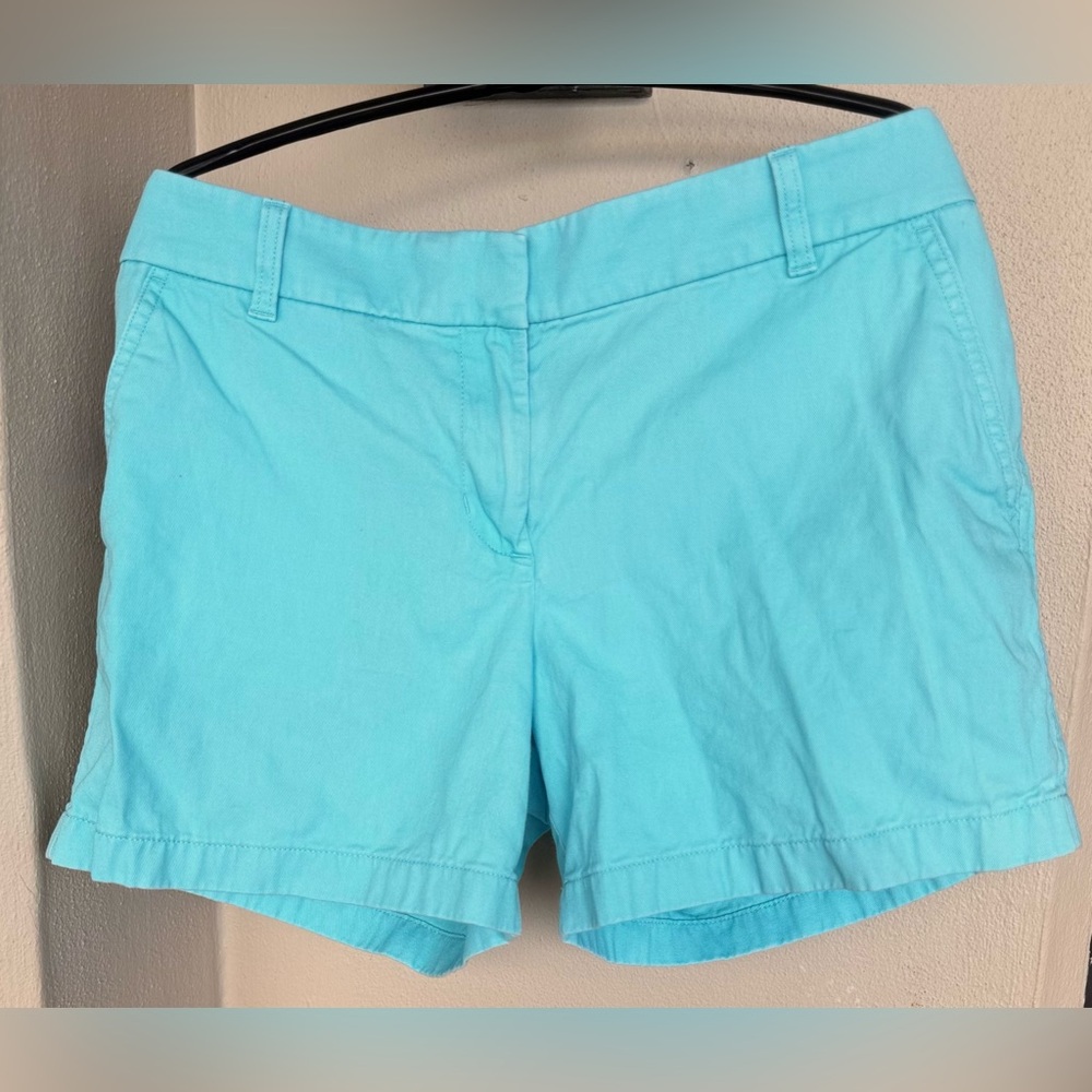 J. Crew Womens Broken-In Chino Shorts Light Blue 100% Cotton Pockets Preppy 10